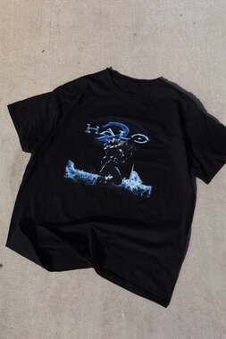 Halo 2 Master Chief Black Vintage Style Graphic Tee